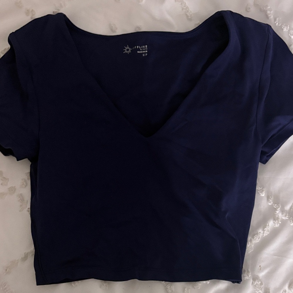 Aerie Navy Blue V-Neck Top